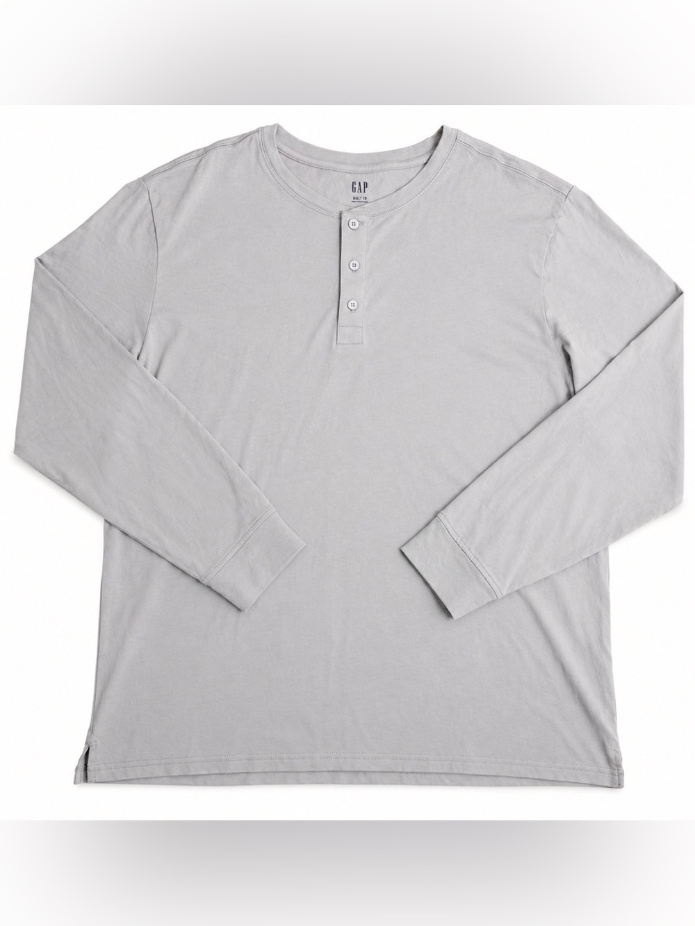 GAP Men’s Long Sleeve Henley Shirt Gray 2XL 100% Cotton